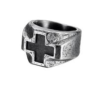 PAMTIER Cruz Anillos para Hombres Acero Inoxidable Personalizado Hip Hop Punk Declaración Vintage Simple Voluminoso Cool Joyería Color Retro Talla 14