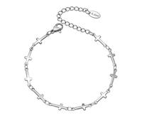 PAMTIER Cruz Pulseras para Mujeres Delgado Ajustable Acero Inoxidable Plata Oro Chapado Charm Personalizado Delicado Brazalete Capital Monograma Fe Joyería Plata