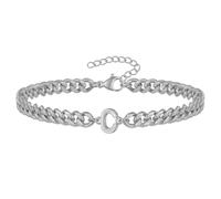PAMTIER Cubano Eslabón Inicial Pulsera para Hombres Mujeres Parejas Letra A-Z Nombre Acero Inoxidable Plata Oro Chapado Charm Personalizado Sencillo Brazalete Capital Monograma Joyería Plata C