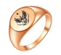 PAMTIER Fénix Anillos para Mujeres Hombres 5 Talla 4 Plata Rosa Oro Chapado Acero Inoxidable Personalizado Declaración Círculo Sello Fe Charm Banda Joyería Rosa Oro Talla 27