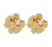 PAMTIER Flor Pendientes para Mujeres Oro Chapado Vintage Declaración Post Estético Delicado Acero Inoxidable Retro Exagerado Stud Grande Joyería Blanco