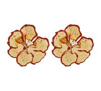 PAMTIER Flor Pendientes para Mujeres Oro Chapado Vintage Declaración Post Estético Delicado Acero Inoxidable Retro Exagerado Stud Grande Joyería Rojo