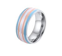 PAMTIER Hombres 8mm Acero Inoxidable Esmaltado Arco Iris LGBT Orgullo Anillo de Boda para Lesbianas Gay LGBTQ Transexual 12