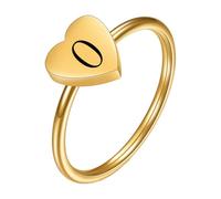 PAMTIER Inicial Anillos para Mujeres Corazón Letra A-Z Plata Oro Chapado Acero Inoxidable Delicado Alfabeto Letra K Lindo Declaración Personalizado Sencillo Joyería Oro O Talla 17