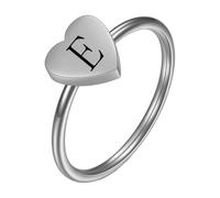 PAMTIER Inicial Anillos para Mujeres Corazón Letra A-Z Plata Oro Chapado Acero Inoxidable Delicado Alfabeto Letra K Lindo Declaración Personalizado Sencillo Joyería Plata E Talla 14