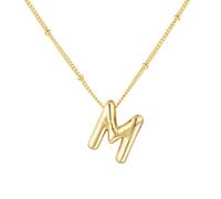 PAMTIER Inicial Burbuja Collares para Mujeres A-Z Letra Nombre Oro Chapado Acero Inoxidable Grueso Colgante Personalizado Declaración Delicado Alfabeto Charm Elegante Delicado Joyería Oro Carta M
