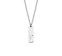 PAMTIER Inicial Collar para Hombres A-Z Colgante Acero Inoxidable Cuadrado Delicado Personalizado Declaración Alfabeto Cadena Sencillo Cool Letra Joyería Plata Carta M