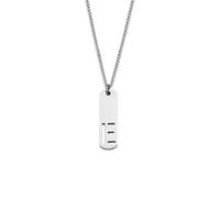 PAMTIER Inicial Collar para Hombres A-Z Colgante Acero Inoxidable Cuadrado Delicado Personalizado Declaración Alfabeto Cadena Sencillo Cool Letra Joyería Plata Carta E