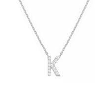 PAMTIER Inicial Collares para Mujeres A-Z Letra Nombre Oro Chapado Acero Inoxidable Circonita Cúbica Colgante Personalizado Declaración Pequeño Alfabeto Charm Elegante Delicado Joyería Plata Carta K