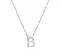 PAMTIER Inicial Collares para Mujeres A-Z Letra Nombre Oro Chapado Acero Inoxidable Circonita Cúbica Colgante Personalizado Declaración Pequeño Alfabeto Charm Elegante Delicado Joyería Plata Carta B