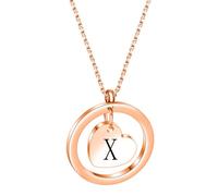 PAMTIER Inicial Collares para Mujeres Corazón Círculo A-Z Colgante Plata Rosa Oro Chapado Acero Inoxidable Cadena Delicado Alfabeto Letra Lindo Declaración Colorido Joyería Oro Rosa Carta X