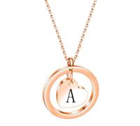 PAMTIER Inicial Collares para Mujeres Corazón Círculo A-Z Colgante Plata Rosa Oro Chapado Acero Inoxidable Cadena Delicado Alfabeto Letra Lindo Declaración Colorido Joyería Oro Rosa Carta A