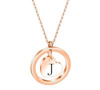 PAMTIER Inicial Collares para Mujeres Corazón Círculo A-Z Colgante Plata Rosa Oro Chapado Acero Inoxidable Cadena Delicado Alfabeto Letra Lindo Declaración Colorido Joyería Oro Rosa Carta J