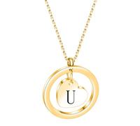 PAMTIER Inicial Collares para Mujeres Hombres Letra C Colgante A-Z Oro Chapado Acero Inoxidable Cadena Delicado Alfabeto K Lindo Declaración Personalizado Sencillo Colorido Joyería Oro Carta U