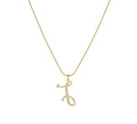 PAMTIER Inicial Letra Collares para Mujeres A-Z Oro Chapado Acero Inoxidable Circonita Cúbica Pequeño Personalizado Alfabeto Charm Elegante Nombre Delicado Colgante Joyería Oro Carta I