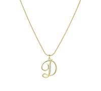 PAMTIER Inicial Letra Collares para Mujeres A-Z Oro Chapado Acero Inoxidable Circonita Cúbica Pequeño Personalizado Alfabeto Charm Elegante Nombre Delicado Colgante Joyería Oro Carta D