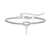 PAMTIER Inicial Pulseras para Mujeres Capas Letra Cadena Serpiente Alfabeto Plata Oro Chapado Acero Inoxidable Personalizado Ata Un Nudo Nombre Charm Sencillo Joyería Plata I