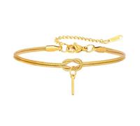 PAMTIER Inicial Pulseras para Mujeres Capas Letra Cadena Serpiente Alfabeto Plata Oro Chapado Acero Inoxidable Personalizado Ata Un Nudo Nombre Charm Sencillo Joyería Oro I