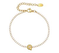 PAMTIER Inicial Pulseras para Mujeres Letra A-Z Nombre Circonita Cúbica Acero Inoxidable Plata Oro Chapado Charm Personalizado Delicado Brazalete Capital Monograma Joyería Oro Q