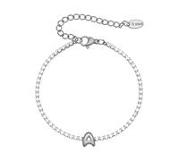 PAMTIER Inicial Pulseras para Mujeres Letra A-Z Nombre Circonita Cúbica Acero Inoxidable Plata Oro Chapado Charm Personalizado Delicado Brazalete Capital Monograma Joyería Plata A