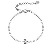 PAMTIER Inicial Pulseras para Mujeres Letra A-Z Nombre Circonita Cúbica Acero Inoxidable Plata Oro Chapado Charm Personalizado Delicado Brazalete Capital Monograma Joyería Plata D