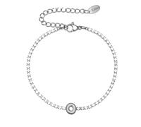 PAMTIER Inicial Pulseras para Mujeres Letra A-Z Nombre Circonita Cúbica Acero Inoxidable Plata Oro Chapado Charm Personalizado Delicado Brazalete Capital Monograma Joyería Plata O