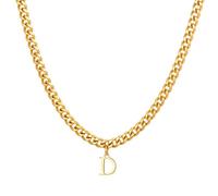 PAMTIER Initial Collar para Hombres A-Z Colgante Acero Inoxidable Delicate Pequeño Alfabeto Cadena Simple Vintage Letra Joyería Oro Carta D