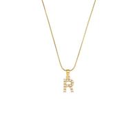 PAMTIER Initial Collares para Mujeres A-Z Colgante Gold Plated Acero Inoxidable Delicado Personalizado Declaración Delicado Alfabeto Cadena Serpente Pequeño Elegante Letra Joyería Oro Carta R