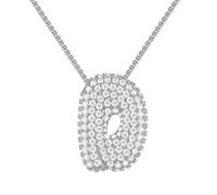 PAMTIER Initial Collares para Mujeres A-Z Colgante Gold/Silver Plated Cubic Zirconia Acero Inoxidable Cadena Gruesa Delicate Alfabeto Cadena Letra Joyería Plata Carta D