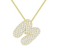 PAMTIER Initial Collares para Mujeres A-Z Colgante Gold/Silver Plated Cubic Zirconia Acero Inoxidable Cadena Gruesa Delicate Alfabeto Cadena Letra Joyería Oro Carta M