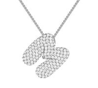 PAMTIER Initial Collares para Mujeres A-Z Colgante Gold/Silver Plated Cubic Zirconia Acero Inoxidable Cadena Gruesa Delicate Alfabeto Cadena Letra Joyería Plata Carta M