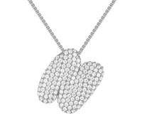 PAMTIER Initial Collares para Mujeres A-Z Colgante Gold/Silver Plated Cubic Zirconia Acero Inoxidable Cadena Gruesa Delicate Alfabeto Cadena Letra Joyería Plata Carta N