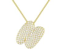 PAMTIER Initial Collares para Mujeres A-Z Colgante Gold/Silver Plated Cubic Zirconia Acero Inoxidable Cadena Gruesa Delicate Alfabeto Cadena Letra Joyería Oro Carta N