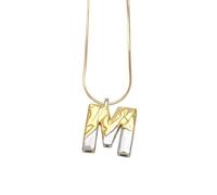 PAMTIER Initial Collares para Mujeres A-Z Letra Gold Plated Acero Inoxidable Personalizado Declaración Delicado Alfabeto Cadena Serpente Pequeño Elegante Delicado Colgante Joyería Oro Carta M