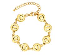 PAMTIER Letra Pulseras para Mujeres Disco Inicial A-Z Lindo Nombre Acero Inoxidable Charm Personalizado Delicado Sencillo Brazalete Capital Monograma Joyería Oro O