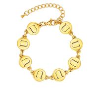 PAMTIER Letra Pulseras para Mujeres Disco Inicial A-Z Lindo Nombre Acero Inoxidable Charm Personalizado Delicado Sencillo Brazalete Capital Monograma Joyería Oro U