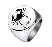 PAMTIER Mujer Hombres Anillo de Cangrejo de Acero Inoxidable Cáncer Anillos de Declaración del Zodíaco Bandas de Dedo Redondas Pulidas Joyería de la Vida Marina Regalos Plata Tamaño 35