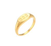 PAMTIER Número Ángel Anillos para Mujeres Acero Inoxidable Digital 111 222 333 444 555 666 777 888 999 Ovalado Oro Chapado Personalizado Declaración Sencillo Único Joyería 333 Talla 12