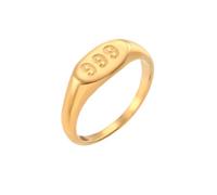 PAMTIER Número Ángel Anillos para Mujeres Acero Inoxidable Digital 111 222 333 444 555 666 777 888 999 Ovalado Oro Chapado Personalizado Declaración Sencillo Único Joyería 999 Talla 12