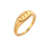 PAMTIER Número Ángel Anillos para Mujeres Acero Inoxidable Digital 111 222 333 444 555 666 777 888 999 Ovalado Oro Chapado Personalizado Declaración Sencillo Único Joyería 777 Talla 17