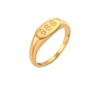 PAMTIER Número Ángel Anillos para Mujeres Acero Inoxidable Digital 111 222 333 444 555 666 777 888 999 Ovalado Oro Chapado Personalizado Declaración Sencillo Único Joyería 666 Talla 17