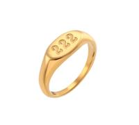 PAMTIER Número Ángel Anillos para Mujeres Acero Inoxidable Digital 111 222 333 444 555 666 777 888 999 Ovalado Oro Chapado Personalizado Declaración Sencillo Único Joyería 222 Talla 17