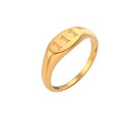 PAMTIER Número Ángel Anillos para Mujeres Acero Inoxidable Digital 111 222 333 444 555 666 777 888 999 Ovalado Oro Chapado Personalizado Declaración Sencillo Único Joyería 111 Talla 14