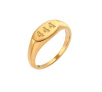 PAMTIER Número Ángel Anillos para Mujeres Acero Inoxidable Digital 111 222 333 444 555 666 777 888 999 Ovalado Oro Chapado Personalizado Declaración Sencillo Único Joyería 444 Talla 12