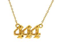 PAMTIER Número Ángel Collares para Mujeres Burbuja Digital Colgante 111 222 333 444 555 666 777 888 999 Cadena Oro Chapado Acero Inoxidable Delicado Declaración Personalizado Joyería Número 444