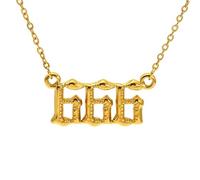 PAMTIER Número Ángel Collares para Mujeres Burbuja Digital Colgante 111 222 333 444 555 666 777 888 999 Cadena Oro Chapado Acero Inoxidable Delicado Declaración Personalizado Joyería Número 666