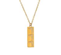 PAMTIER Número Ángel Collares para Mujeres Circonita Cúbica 111 222 333 444 555 666 777 888 999 Cadena Cuadrada Oro Chapado Acero Inoxidable Delicado Colgante Personalizado Joyería Oro Número 111