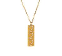 PAMTIER Número Ángel Collares para Mujeres Circonita Cúbica 111 222 333 444 555 666 777 888 999 Cadena Cuadrada Oro Chapado Acero Inoxidable Delicado Colgante Personalizado Joyería Oro Número 222