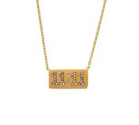 PAMTIER Número Ángel Collares para Mujeres Cuadrado Digital Bar Colgante 11 11 Cadena Oro Chapado Acero Inoxidable Delicado Sencillo Circonita Cúbica Declaración Personalizado Joyería Oro