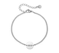 PAMTIER Número Ángel Pulseras para Hombres Mujeres Parejas Afortunado 111 222 333 444 555 666 777 888 999 Ajustable Acero Inoxidable Plata Personalizado Sencillo Joyería 222